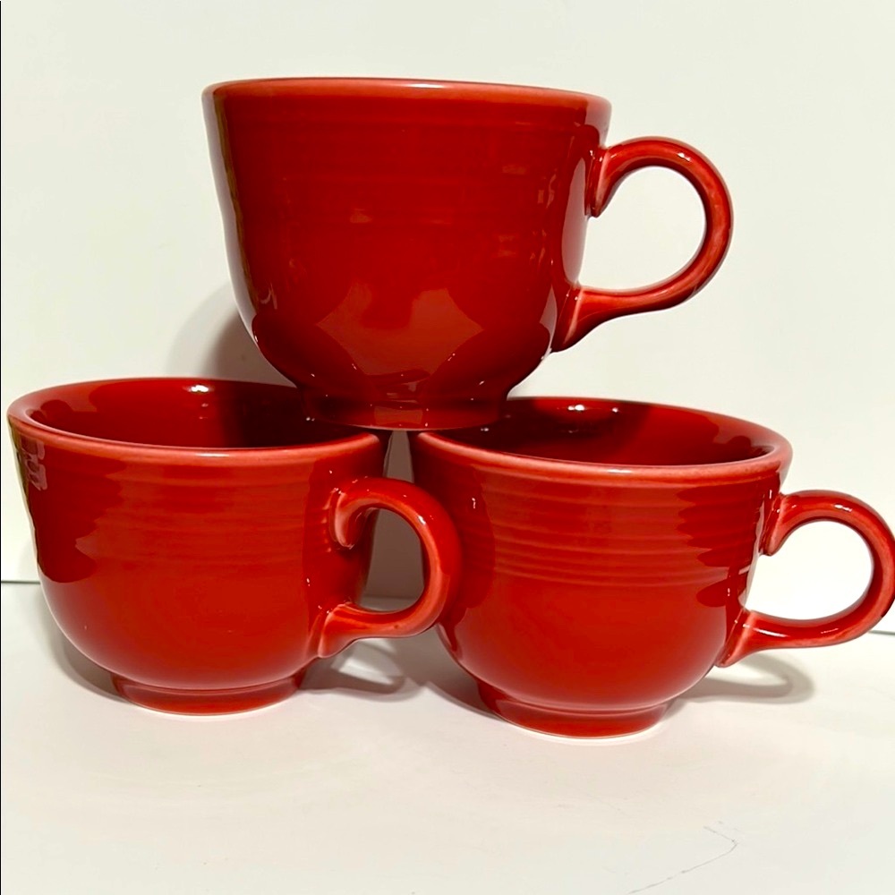 3 Red Fiesta Coffee Cups